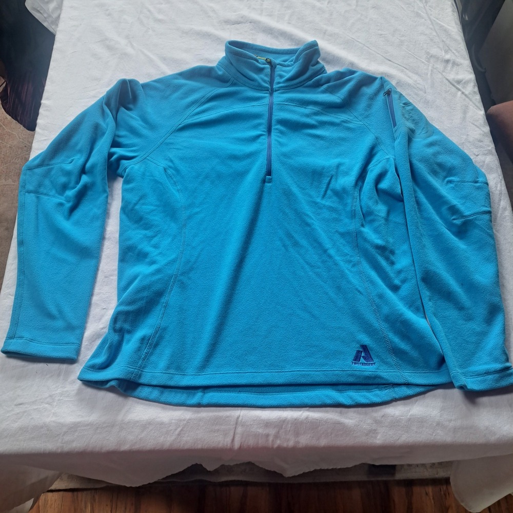 Eddie Bauer First Ascent Womens Large Turquoise Blue Quarter Zip Fleece Pullover